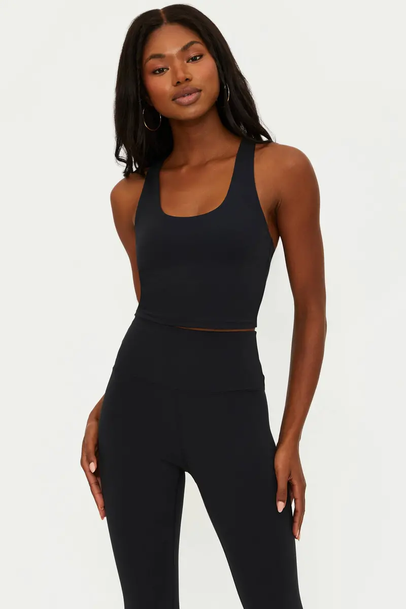 Yara Black Matte Crop Top