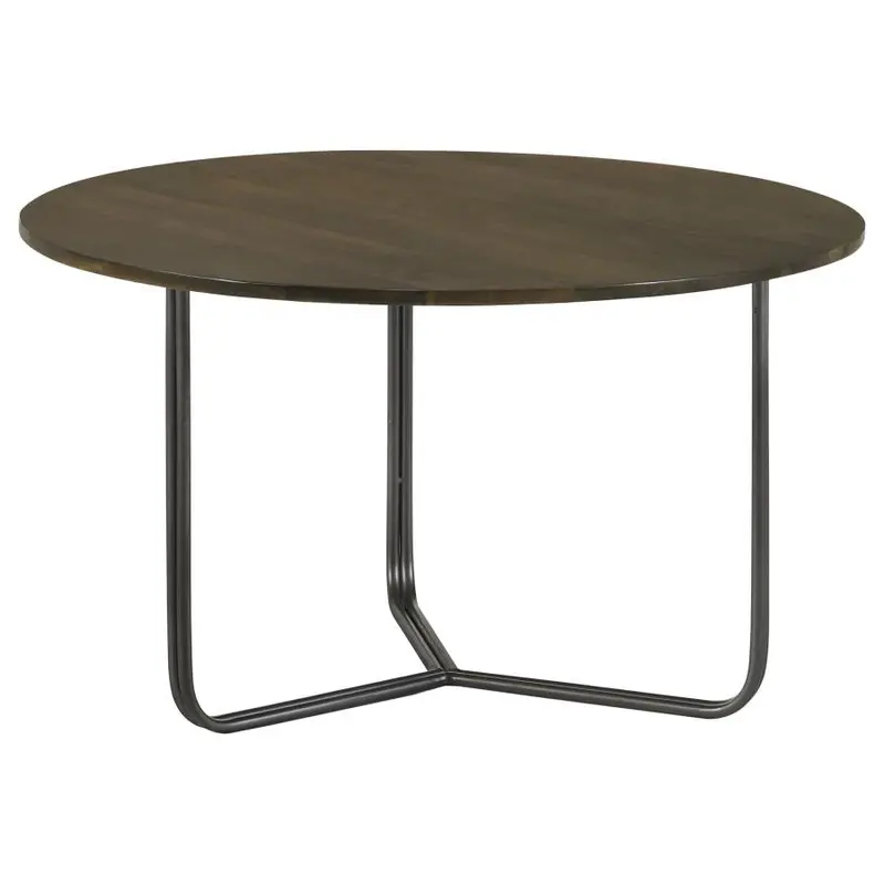 Yaritza Natural and Gunmetal Round Mango Wood Coffee Table