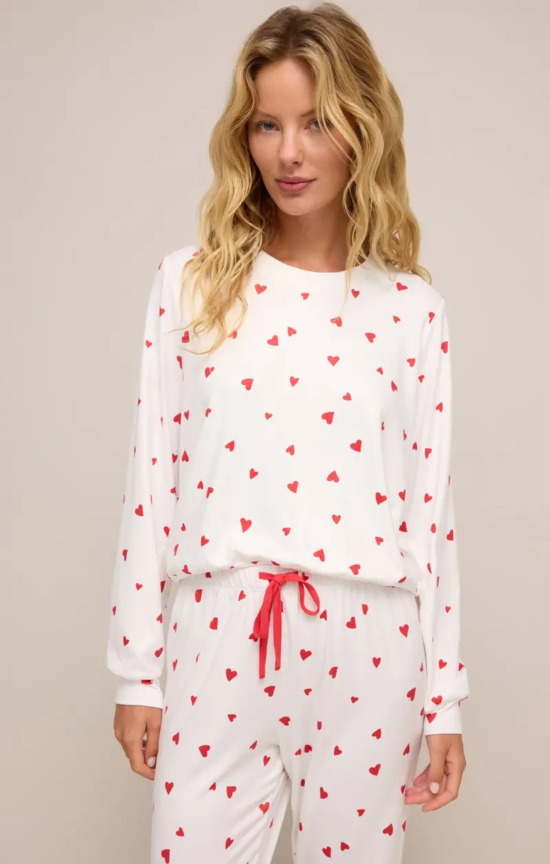 Z Supply Classic Heart Long Sleeve Top in Rendezvous