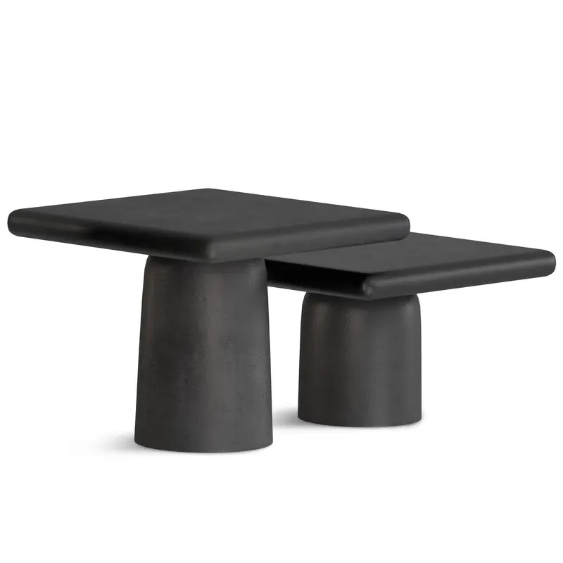 Zachary Black Cast Aluminum 2-Piece Coffee Table Set