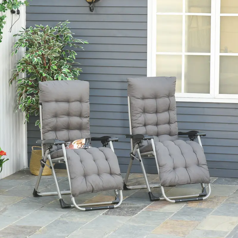Zero Gravity Folding Lounge Set – 2-Piece Reclining Sun Lounger with Cushioned Headrests