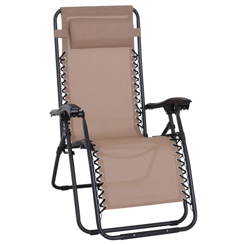 Zero-Gravity Outdoor Reclining Chair – Metal Frame, Texteline Seat, Head Pillow