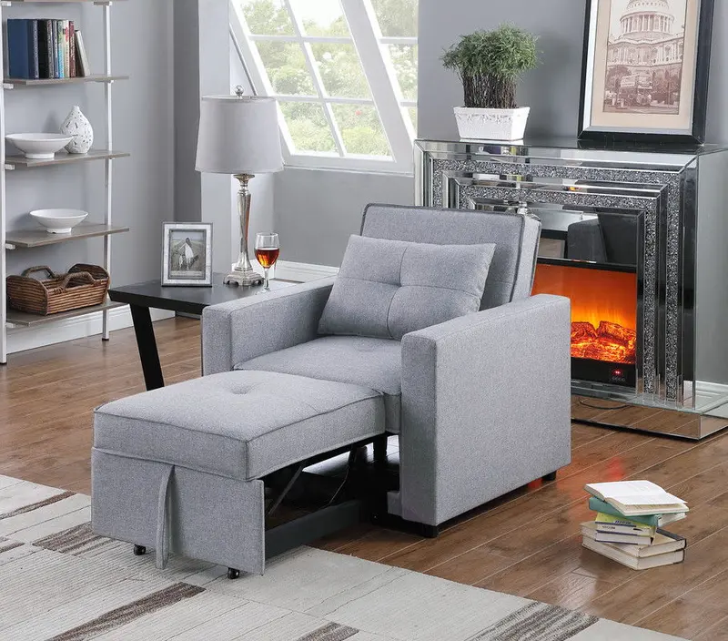Zoey Convertible Sleeper Chair – Compact Reclining Lounger with Side Pocket