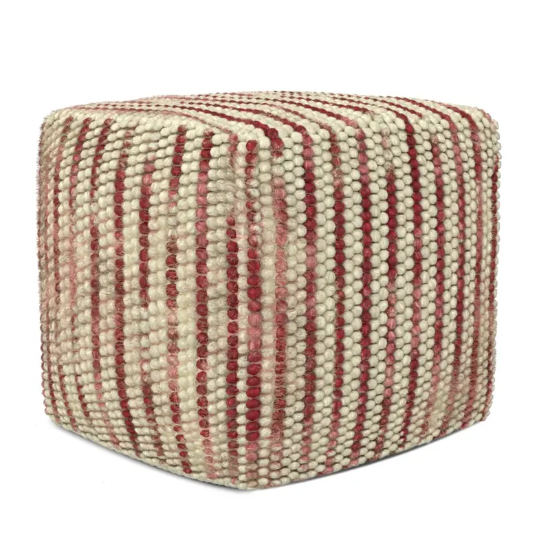Zoey Woven Cube Pouf – Textured Handcrafted Accent Seat & Footrest