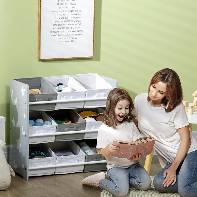 ZONEKIZ Kids Modular Storage Unit with 9 Detachable Baskets