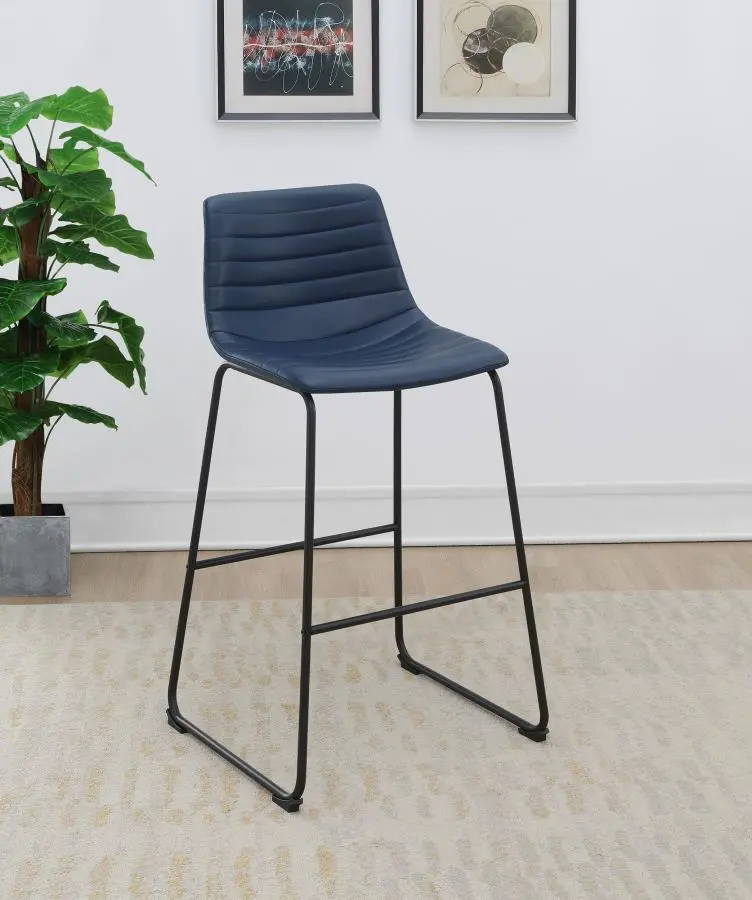Zuni Blue Faux Leather Bar Stools – Set of 2
